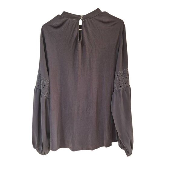 Loft Women's Gray Poly Long Sleeve Blouse - Picture 2 of 11